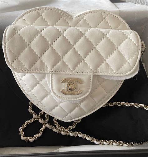 chanel white heart bag